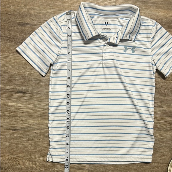 Under Armour Kids Striped Polo Shirt - White and Blue - Picture 4 of 5